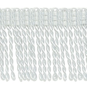 May include: White twisted fringe trim with a woven top edge.
