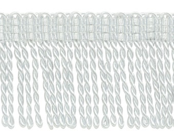 2" (5cm) Basic Trim Collection Thin Bullion Fringe Trim (Style# BFT2), Pure White #A1 (Bright White) Sold By The Yard (36"/3 ft/0.9m)
