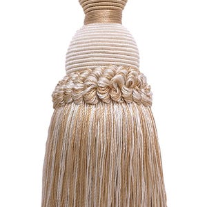 DÉCOPRO 5&quot; (12.5cm) Key Tassel, 3 1/2&quot; (8.5cm) Loop# IKTJ, White Sands #4001 (White Ivory, Cream Ivory, Light Beige) Sold Individually