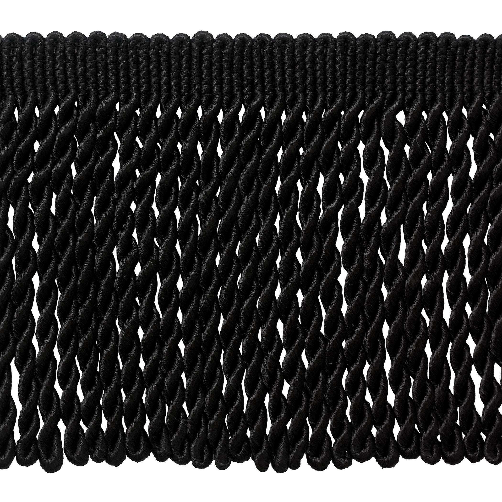 DÉCOPRO 6 (15cm) Decorative Bullion Fringe Trim, Traditional Satiny Finish # BFS6 Pure Black #K9 5 Yards (15 Ft/4.5m) - UK