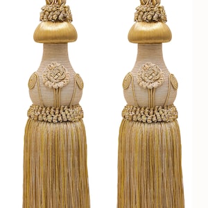 DÉCOPRO Tofsband, tofslängd 30,5 cm, bredd 81 cm # TBBL1, guldmedley #8633 (tvåfärgat guld, beige) set om 2