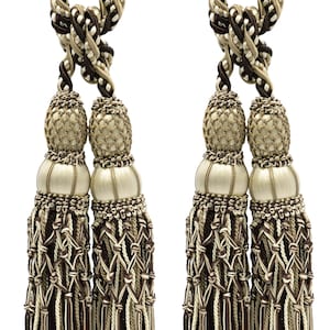 DÉCOPRO Curtain & Drapery Double Tassel Tieback, Tassel Length 10&quot; (25cm), Spread 38&quot; (96.5cm) # TBEL102 #EL19 Set of 2