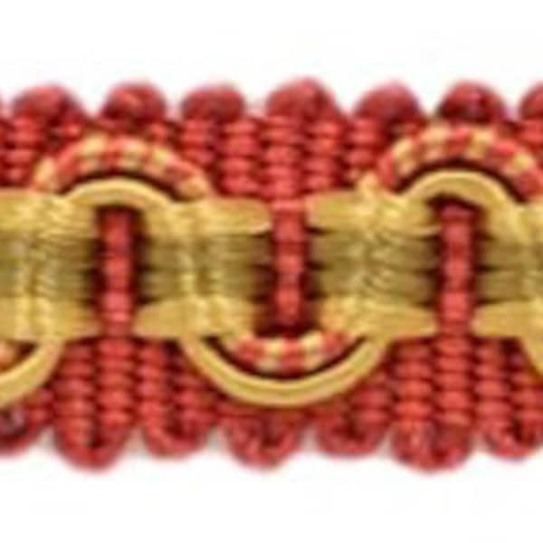 3/8" (1cm)   Gimp Braid Trim (0038AG), Golden Beige Red Multicolor #LX07 (Rust Red, Gold Beige, Red Orange) Sold By The Yard (36"/3 ft/0.9m)