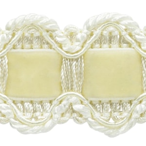 3cm (1 1/4&quot;) Basic Trim Collection Vintage Velvet Gimp Braid Trim (0125VLTG-PY), #26 (Ivory Off White), Sold By The Yard (36&quot;/3 ft/0.9m)