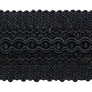 2&quot; (5cm) Basic Trim Collection Solid Wide Gimp raid Trim (0200SG-PY), Pure Black Solid #K9 (Jet Black), Sold By The Yard (36&quot;/3 ft/0.9m)