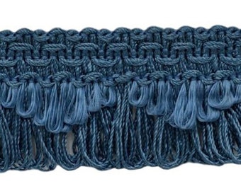 1 3/8" (3.5cm) long Scallop Loop Fringe | Fringe Trim (Style# 0138SCLF) #M45 (Medium Dusty Blue) Sold By The Yard (36"/3 ft/0.9m)
