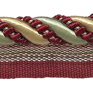 1 cm (7/16 ") Seil mit Lippe | Cord Zierleiste, Weihnachtsrot, Multicolor #3752 (Karmesinrot, Hellgold, Mintgrün) Verkauft lose Lagerware (0.9 m)"