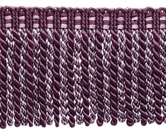 3" (7.5cm) long Bullion Fringe Trim with Fancy Knitted Header #DB3 #2927 Lavendar, Dark Purple, Light Purple|Sold By The Yard|36"/3 ft/0.9m