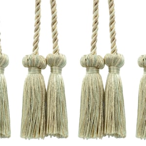 DÉCOPRO Double Tassel Curtain and Drapery Tieback / Holdback, 3" (7.5cm), 27" (68.5cm) # CCT, Shell Ivory #PR01 Set of 4