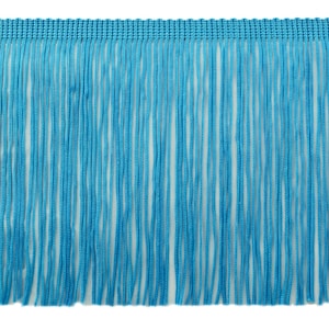 DÉCOPRO 6&quot; (15cm) Chainette Fringe Trim # CF06, Turquoise Blue #04 (Dark Sky Blue) 5 Yards (15 ft/4.5m)