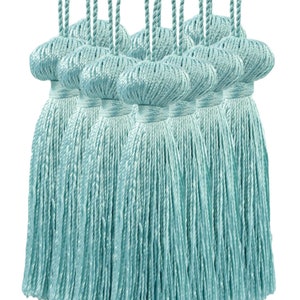 Set of 12 / Light Aqua Blue Petite Key Tassel / 3" Tassel with 1" Loop / Style# BT3 (11309) Color: Ocean Blue - M17