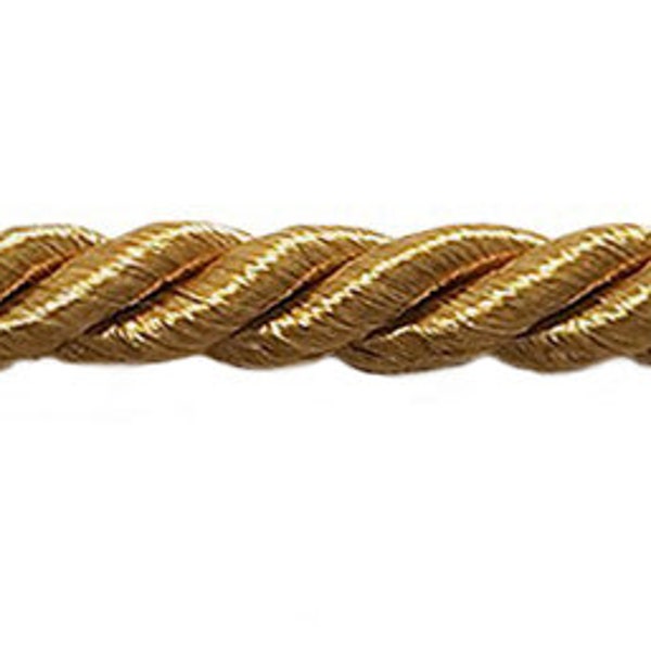 3/16" (0.5cm) Small Twisted 3-ply Rope Cord Trim # 0316NL, Antique Gold #C4 (Dark Yellow Gold) Sold By The Yard (36"/3 ft/0.9m)