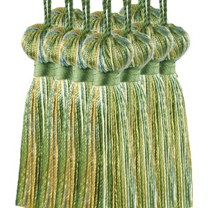 Set of 12 Ocean Blue, Spring Green, Pale Yellow, Alpine Green, Gulf Petite Multi-colored Key Tassel, 3" Tassel, #BT3 (11309) Color PR17