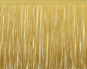 6" (15cm) long Solid Chainette Fringe Trim (Style# CF06), Antique Gold #C4 (Dark Yellow Gold) Sold By The Yard (36"/3 ft/0.9m)