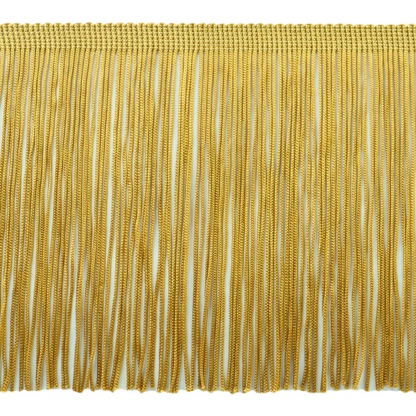 6" (15cm) long Solid Chainette Fringe Trim (Style# CF06), Antique Gold #C4 (Dark Yellow Gold) Sold By The Yard (36"/3 ft/0.9m)