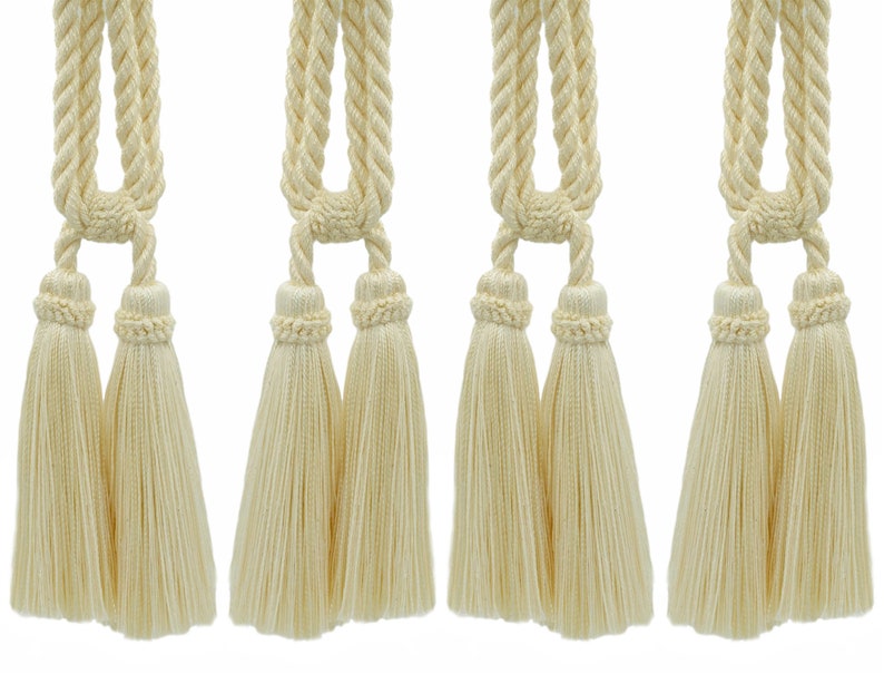 |38 Cord|Styl Beautiful Offwhite Curtain /& Drapery Double Tassel Tieback|5 12 tassel|27 Spread embrace Set of 4