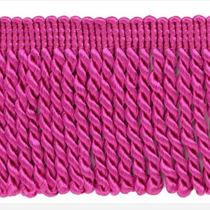 2 1/2&quot; (6cm) long Bullion Fringe Trim (Style# EF25), Hot Pink #156 (Bright Magenta Pink) Sold By The Yard (36&quot;/3 ft/0.9m)