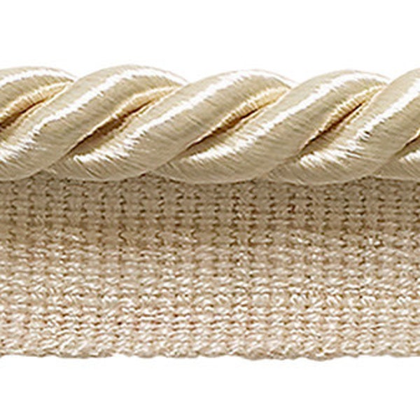 Cordão de 0,5 cm (5/16") com aba | Acabamento em cordão, marfim creme #A2B (marfim branco, marfim creme, branco sujo) Vendido por jarda (36"/3 pés/0,9 m)