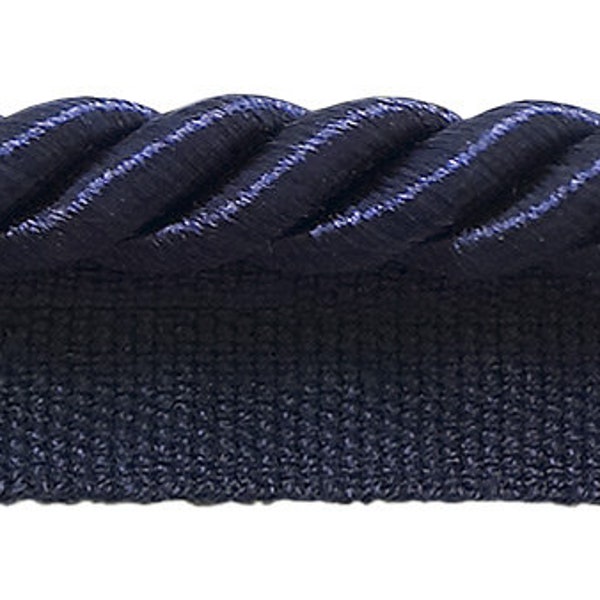5/16" (0.5cm) Medium Shiny Twisted Rope Cord with Lip | Cord Trim (0516S), Navy Blue #J3 (Dark Blue) Sold By The Yard (36"/3 ft/0.9m)