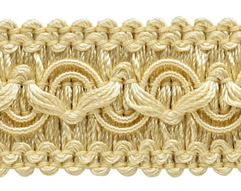 1" Solid Wide Vintage Decorative Gimp Braid Trim # 0100SG, White Gold #14 (White Gold, Light Gold, Golden Beige) 5 Yards (15 ft/4.5m)