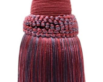 DÉCOPRO Beautiful Large 8" Key Tassel, 5" (12.5cm) Loop# KTH8, Wine Medley Purple #PR22 (Violet Purple, Blood Red) Sold Individually