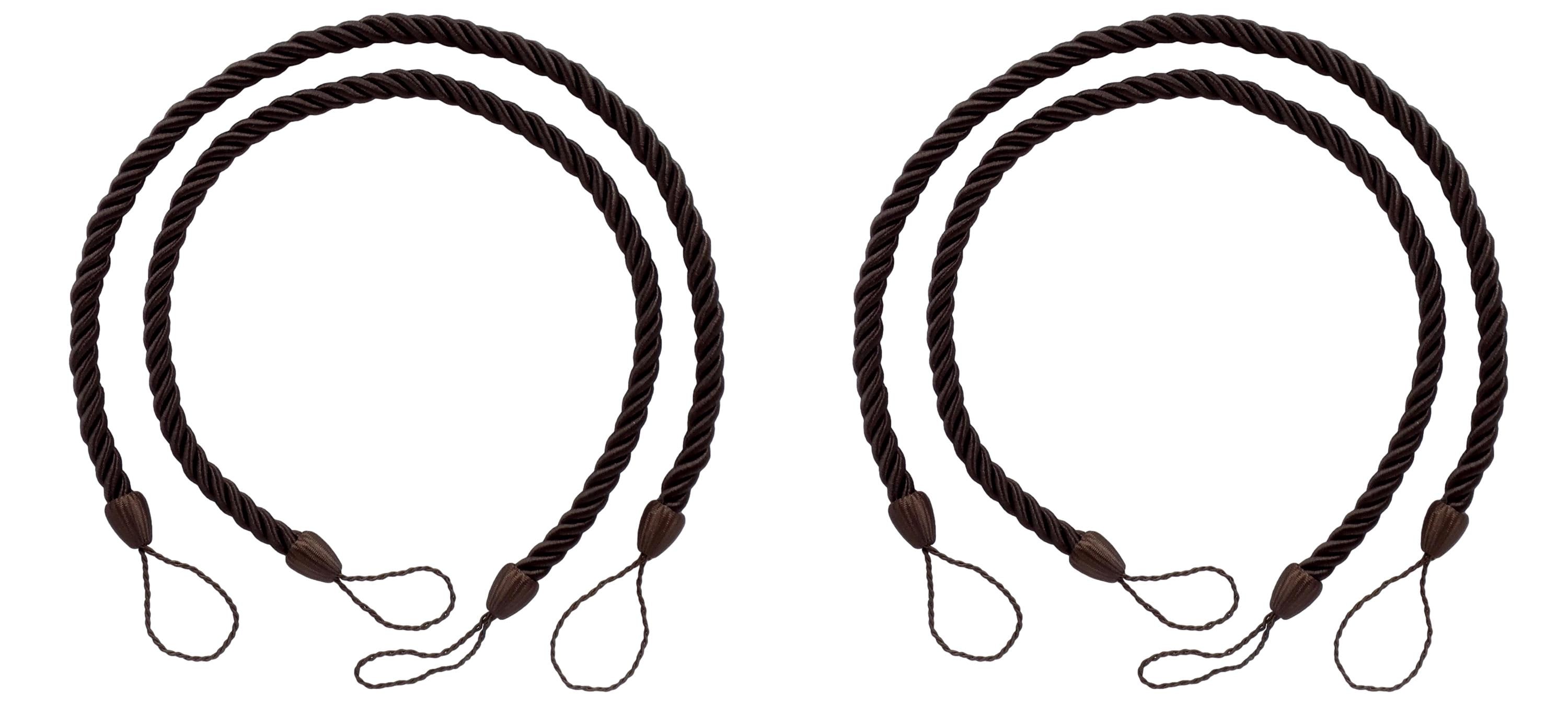 DÉCOPRO Curtain and Drapery Decorative Rope Tieback, Spread 26" (66cm), 1/2" (1cm) Thick Cord # CCTB Mocha Brown #D2 2 Pairs (Set of 4)