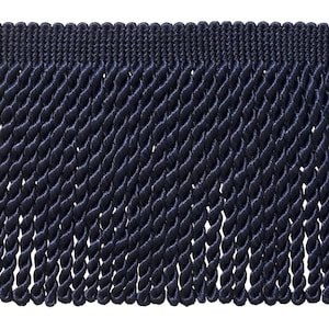 DÉCOPRO 6" (15cm) Decorative Bullion Fringe Trim, Traditional Satiny Finish # BFS6 Dark Navy Blue #J3 5 Yards (15 ft/4.5m)