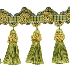 Cabeçalho com volutas duplas de 9,5 cm (3 3/4") e roseta com franja de borla em forma de coroa # TFAX0375 #LX04 12 jardas (36 pés/11 m)