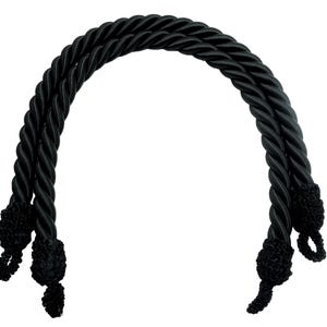 Sujetador de cuerda decorativo DÉCOPRO, 61 cm (24") de ancho, cordón grueso de 1,5 cm (3/4") # RTB075SPR24, negro puro #K9 (negro azabache), juego de 2
