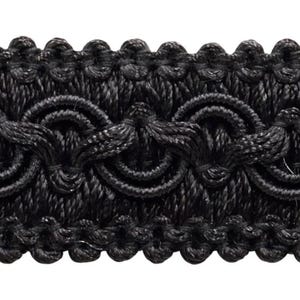 DÉCOPRO 1" (2,5 cm) Ribete trenzado decorativo vintage ancho y sólido n.° 0100SG, negro puro n.° K9 (negro azabache). Se vende cortado a medida (36"/3 pies/0,9 m).