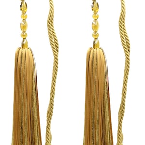 DÉCOPRO Ribbon Curtain & Drapery Tassel Tieback, Tassel Length 10" (25cm), Spread 29" (73.5cm) # RTB10 #GOLD (Yellow Gold) Set of 2