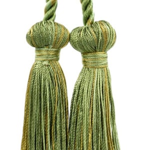 Double Curtain and Drapery Tieback / Holdback , 3&quot; Tassel (7.5cm), 27&quot; Spread (68.5cm), Lemongrass Green #PR12 Sold Individually