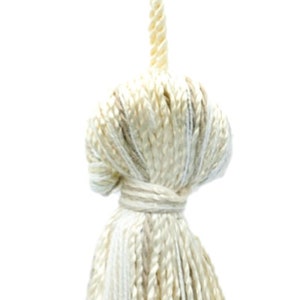 3&quot; (7.5cm) Small Bell Tassel | Craft Tassel (BT3), Sandy Ivory Multicolor #P58 (White Ivory, Tan Beige) Set of 6