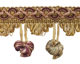 Cherry Red, Beige, Green 2" Imperial II Onion Tassel Fringe Style# NT2503 Color Berry Patch - 4260 (Sold by The Yard)