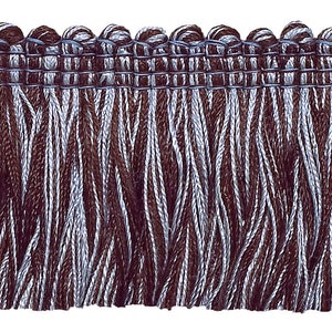 Brown, Light Blue Baroque Collection Brush Fringe1 3/4&quot; Long Style# 0175BB Color: Mocha Ice - 24B (Sold by The Yard)