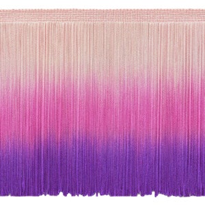 6" long Solid Chainette Fringe Trim (Style# CF06), Pink Magenta Purple Multicolor (Color# TDP) Sold By The Yard (36"/3 ft/0.9m)