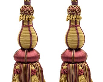 DÉCOPRO Large Elegant Curtain & Drapery Tassel Tieback, Tassel Length 12" (30.5cm), Spread 30" (76cm) # TBAX12 #LX09 Set of 2