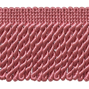 2 1/2&quot; (6cm) long Bullion Fringe Trim (Style# EF25), Dusty Rose Pink #K13 (Light Rose Pink) Sold By The Yard (36&quot;/3 ft/0.9m)