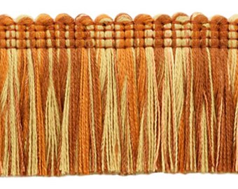 1 3/4" (4cm) long   Brush Fringe Trim #08H (Rust Orange, Bright Orange, Light Gold) Sold By The Yard (36"/3 ft/0.9m)