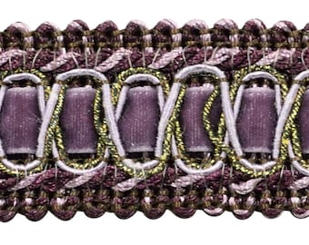 1" (2.5cm)  Gimp Braid Trim # 100HG, Luscious Lavenders #2927 (Lavender Purple, Dark Purple, Light Purple) Sold By The Yard (36"/3 ft/0.9m)