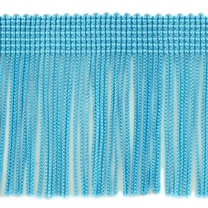DÉCOPRO 2&quot; (5cm) Chainette Fringe Trim # CF02, Turquoise Blue #04 (Dark Sky Blue) 5 Yards (15 ft/4.5m)