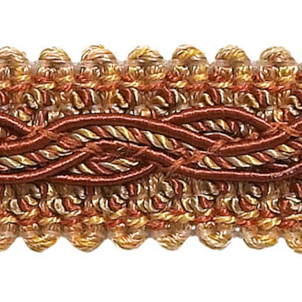 7/8"   Scroll Gimp Braid Trim (0078BG), Cinnamon Red Multicolor #6122 (Brown Red, Yellow Gold, Rust Orange) Sold By The Yard (36"/3 ft/0.9m)