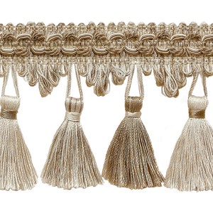 5 Yard Value Pack of Ivory, Light Beige 2 3/4 inch Imperial II Tassel Fringe Style# NT2502 Color: WHITE SANDS - 4001 (15 Ft / 4.5 Meters)