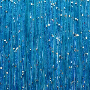 DÉCOPRO 12&quot; Long Sparkling Sequin Chainette Fringe Trim # CFS12, Turquoise Blue #04 (Dark Sky Blue) Sold By The Yard (36&quot;/3 ft/0.9m)