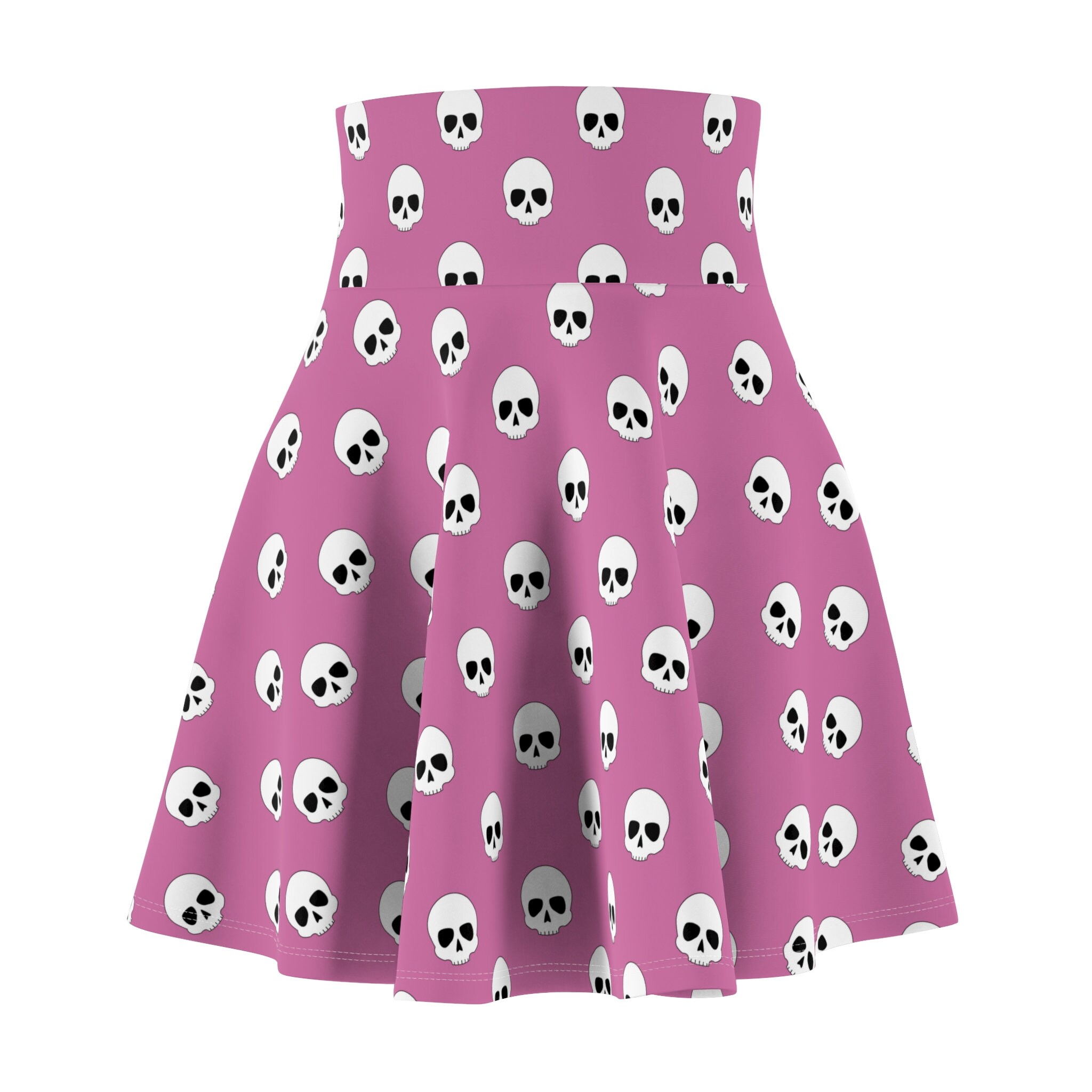 Pink & White Skulls Stretch Lycra Skirt