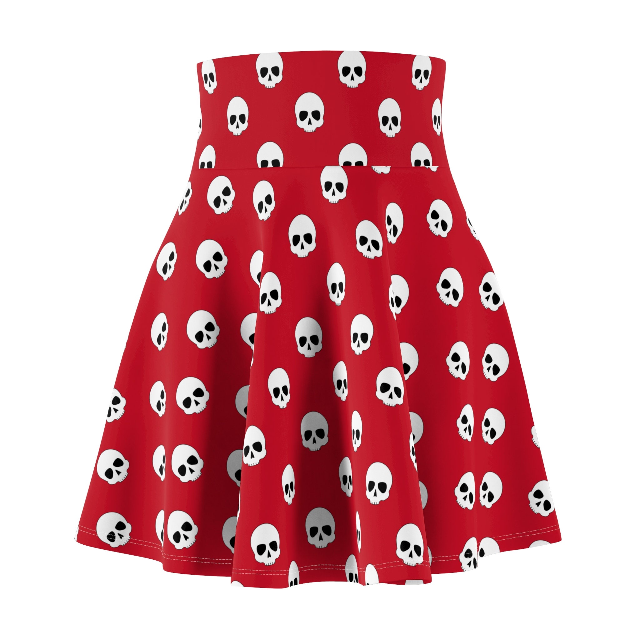 Pink & White Skulls Stretch Lycra Skirt main image 1