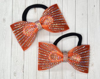 Rhinestone Pigtail Cheer Bow Set: Competition Team Hair Bows