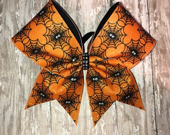 Halloween cheer bow, cheer bow, spiders