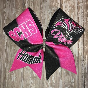Custom School Spirit Cheer Bow: Pink Out Competition Bow