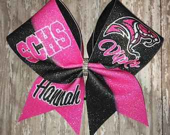 Custom School Spirit Cheer Bow: Pink Out Competition Bow